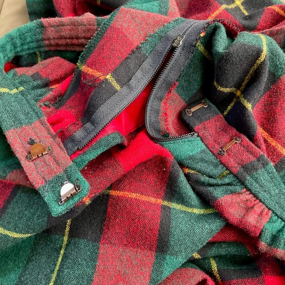Blassport Skirt Wool Plaid Vintage Red Green Multi Pockets (12) - Picture 6 of 10